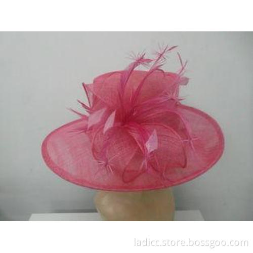 Pink Elegant Party Ladies Sinamay Hat With Nice Rolled Edge